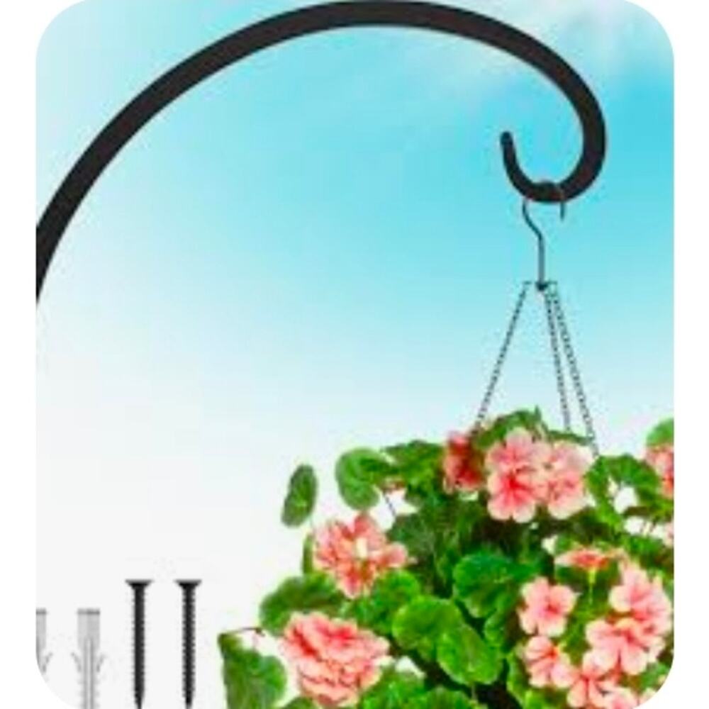 Gray Bunny- Plant Hanger Hook 8” Inch,‎ Modern Sleek Style, Black